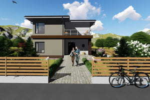 Proiect casa pe structura metalica cu 3 dormitoare 3 bai 034 - fatada de casa exterior imagine 10 thumbnail