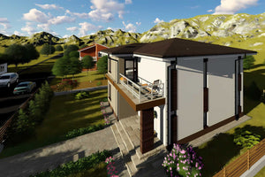 Proiect casa pe structura metalica cu 3 dormitoare 3 bai 034 - fatada de casa exterior imagine 12 thumbnail