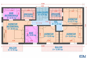 Proiect casa pe structura metalica cu etaj 059 - planul casei etaj thumbnail