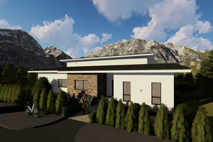 Proiect casa pe structura metalica cu etaj 059 - fatada casa imagine 5 thumbnail