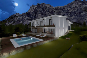 Proiect casa pe structura metalica cu etaj 059 - fatada casa imagine 13 thumbnail
