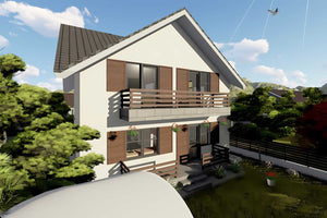 Proiect casa pe structura metalica cu etaj 180 mp 180-070 - model fatada imagine 6 thumbnail