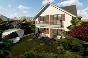 Proiect casa pe structura metalica cu etaj 180 mp 180-070 - model fatada imagine 7 thumbnail
