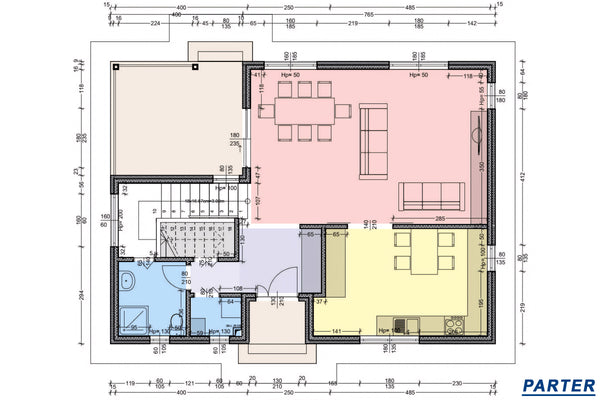 Proiect casa pe structura metalica cu etaj 200 mp 193-094 - planul casei la parter