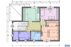 Proiect casa pe structura metalica cu etaj 200 mp 193-094 - planul casei la etaj thumbnail