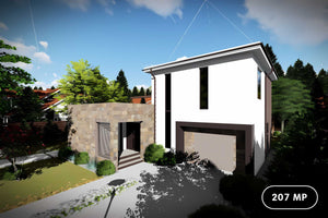 Proiect casa pe structura metalica cu etaj 200 mp 207-069 - fațadă de casă imagine 1 thumbnail