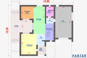 Proiect casa pe structura metalica cu etaj 200 mp 207-069 - plan parter thumbnail