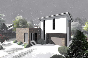 Proiect casa pe structura metalica cu etaj 200 mp 207-069 - fațadă de casă imagine 15 thumbnail