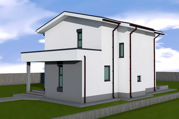 Proiect casa pe structura metalica cu etaj 3 camere 160 mp - imagine fatada 6