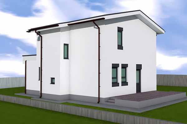 Proiect casa pe structura metalica cu etaj 3 camere 160 mp - imagine fatada 7