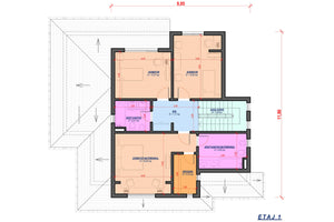 Proiect casa pe structura metalica cu etaj 3 dormitoare 006 - plan casa etaj 1 thumbnail