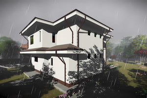 Proiect casa pe structura metalica cu etaj 3 dormitoare 006 - fatada casa alba imagine 10 thumbnail