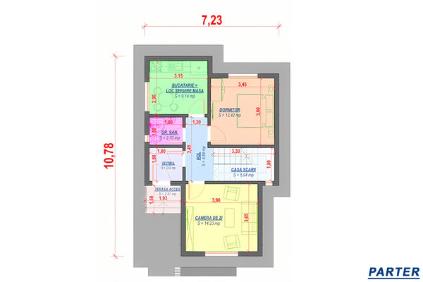 Proiect casa pe structura metalica cu etaj 4 dormitoare 088 - planul casei la parter