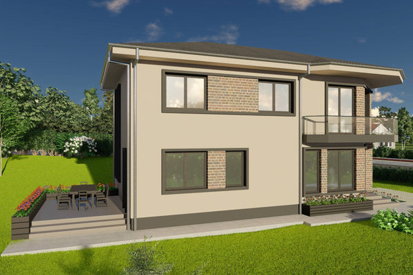 Proiect casa pe structura metalica cu etaj 5 camere si 3 bai - fatada imagine 6