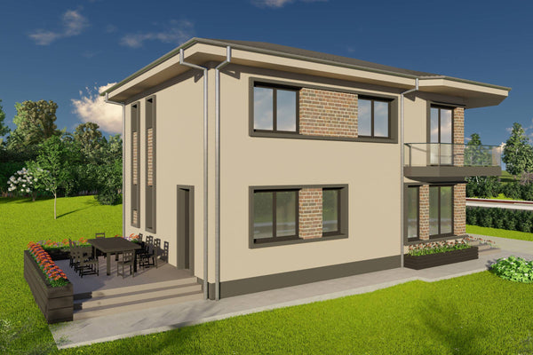 Proiect casa pe structura metalica cu etaj 5 camere si 3 bai - fatada imagine 7