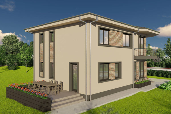 Proiect casa pe structura metalica cu etaj 5 camere si 3 bai - fatada imagine 8