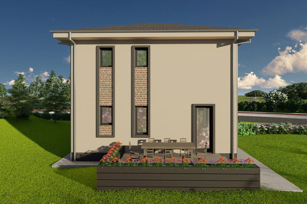 Proiect casa pe structura metalica cu etaj 5 camere si 3 bai - fatada imagine 10