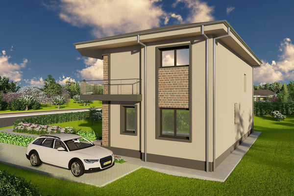 Proiect casa pe structura metalica cu etaj 5 camere si 3 bai - fatada imagine 15