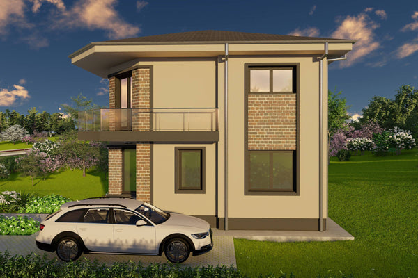 Proiect casa pe structura metalica cu etaj 5 camere si 3 bai - fatada imagine 16