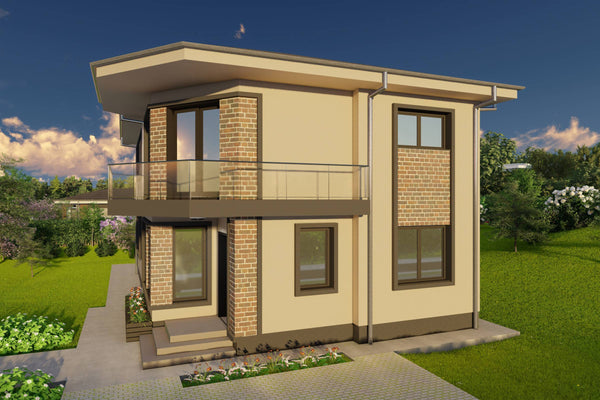 Proiect casa pe structura metalica cu etaj 5 camere si 3 bai - fatada imagine 17