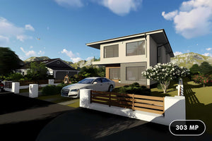 Proiect casa pe structura metalica cu etaj 5 dormitoare 051 - model de fatada imagine 1 thumbnail