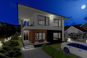 Proiect casa pe structura metalica cu etaj 5 dormitoare 051 - model de fatada imagine 9 thumbnail