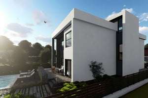 Proiect casa pe structura metalica cu etaj fara acoperis 055 - model fatada imagine 10 thumbnail