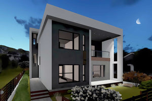 Proiect casa pe structura metalica cu etaj fara acoperis 055 - model fatada imagine 11 thumbnail