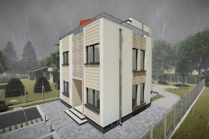 Proiect casa pe structura metalica cu etaj fara acoperis 081 - model fatada imagine 12 thumbnail
