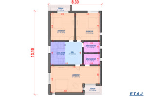 Proiect casa pe structura metalica cu etaj garaj dublu 061 - plan casa etaj thumbnail