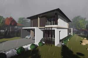 Proiect casa pe structura metalica cu etaj garaj dublu 061 - fatada de casa exterior imagine 10 thumbnail
