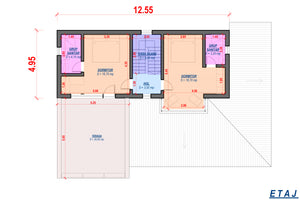 Proiect casa pe structura metalica cu etaj mediteraneana 065 - plan casa etaj thumbnail