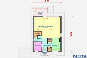 Proiect casa pe structura metalica cu etaj moderna 167-023 - plan parter thumbnail