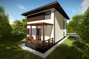 Proiect casa pe structura metalica cu etaj moderna 167-023 - fatada casa imagine 5 thumbnail