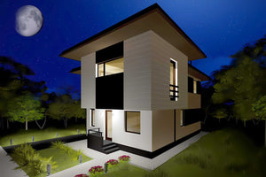 Proiect casa pe structura metalica cu etaj moderna 167-023 - fatada casa imagine 7 thumbnail
