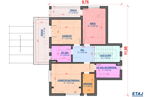 Proiect casa pe structura metalica cu etaj si 4 camere 009 - plan de casa etaj 1 thumbnail