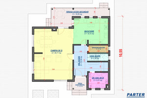 Proiect casa pe structura metalica cu etaj si balcoane 010 - plan parter thumbnail