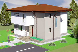 Proiect casa pe structura metalica cu etaj si terase 241-003 - fațadă de casă imagine 4 thumbnail