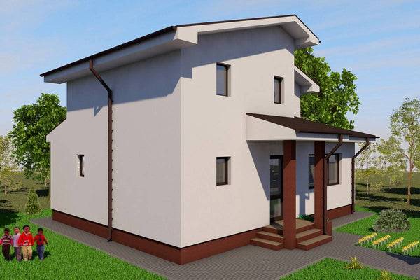 Proiect casa pe structura metalica cu mansarda 4 camere 013 - fațadă casă imagine 2