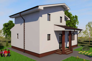 Proiect casa pe structura metalica cu mansarda 4 camere 013 - fațadă casă imagine 2 thumbnail