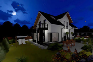 Proiect casa pe structura metalica cu mansarda 4 camere 058 - fatada de casa moderna imagine 10 thumbnail