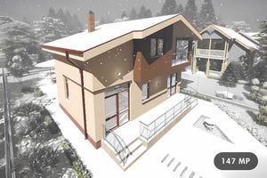 Proiect casa pe structura metalica cu mansarda 4 camere 089 - fațadă de casă imagine 1 thumbnail