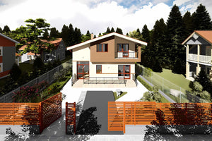 Proiect casa pe structura metalica cu mansarda 4 camere 089 - fațadă de casă imagine 3 thumbnail