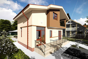 Proiect casa pe structura metalica cu mansarda 4 camere 089 - fațadă de casă imagine 4 thumbnail