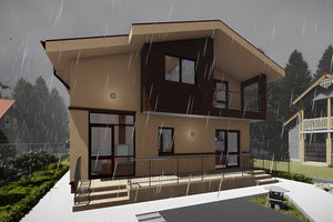Proiect casa pe structura metalica cu mansarda 4 camere 089 - fațadă de casă imagine 7 thumbnail