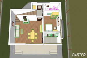 Proiect casa pe structura metalica cu mansarda 4 camere 089 - compartimentare de casă parter thumbnail