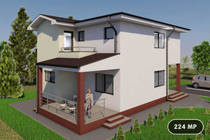 Proiect casa pe structura metalica cu terasa acoperita 014 - model de fatada imagine 1 thumbnail