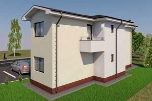 Proiect casa pe structura metalica cu terasa acoperita 014 - model de fatada imagine 5 thumbnail