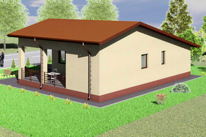 Proiect casa pe structura metalica cu terasa acoperita 115mp - fatada casei imagine 3 thumbnail