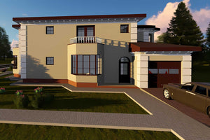 Proiect casa pe structura metalica de lux cu etaj 570-028 - fatada casei imagine 6 thumbnail